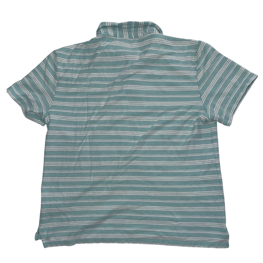 Vineyard Vines Mens Teal White Striped Pique Short Sleeve Polo Shirt Size M - Picture 2 of 6